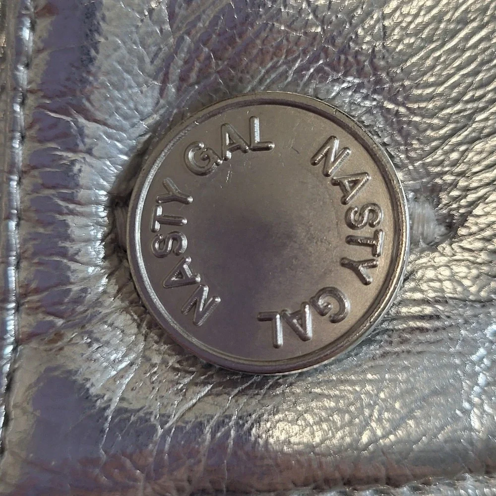 Nasty Gal Silver Metallic‎ Faux Leather Star Bum Patch Western Concert Pants 6